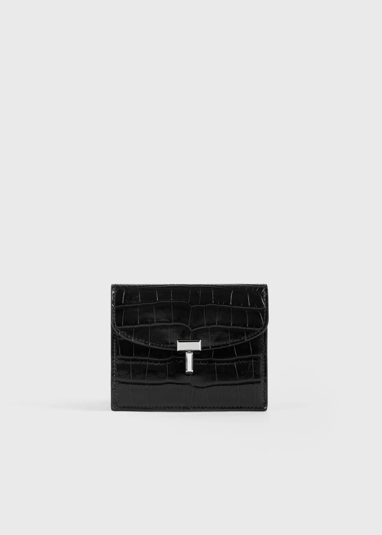T-Lock croco-embossed cardholder black