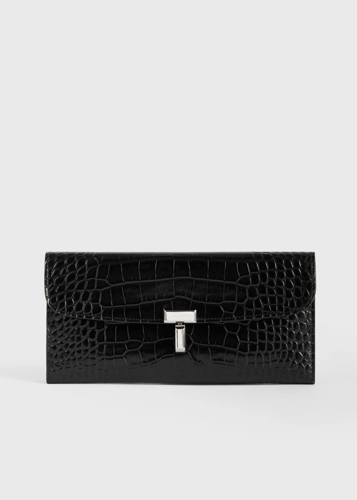 T-Lock croco-embossed wallet black