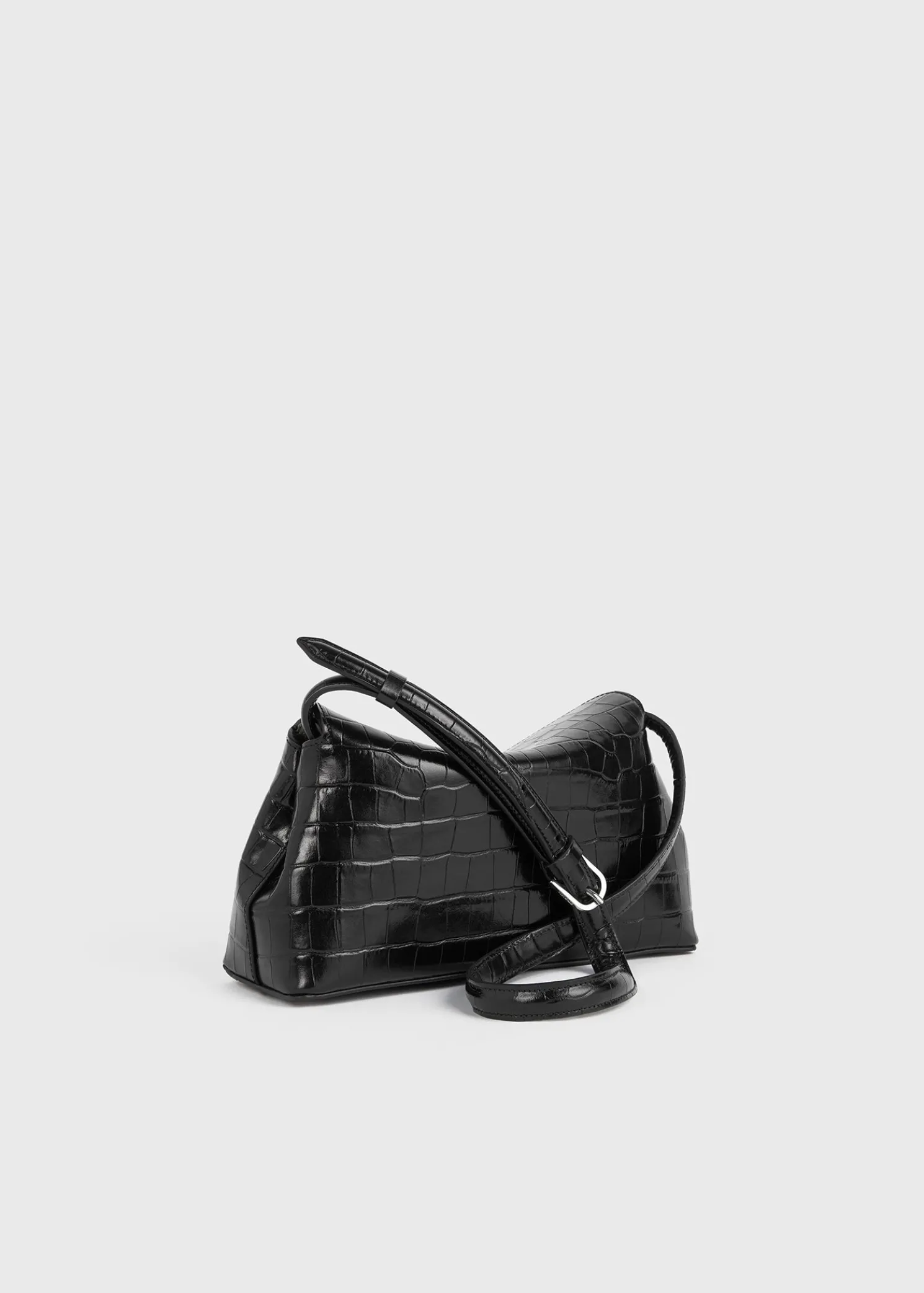 T-Lock croco-embossed clutch black