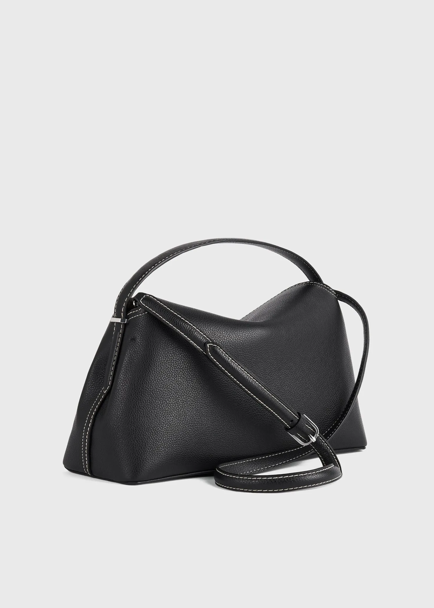 T-Lock grained-leather top handle black