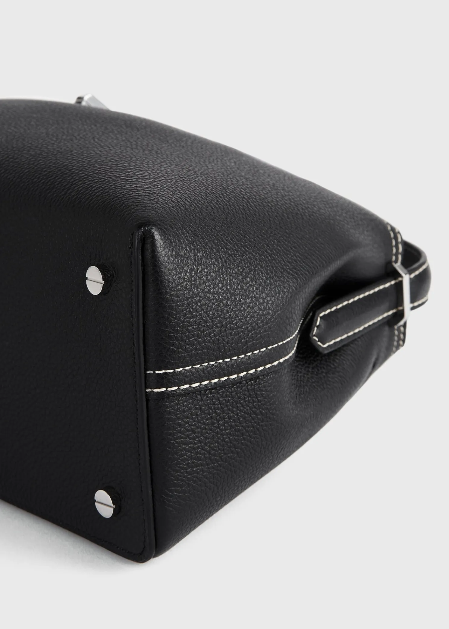 T-Lock grained-leather top handle black