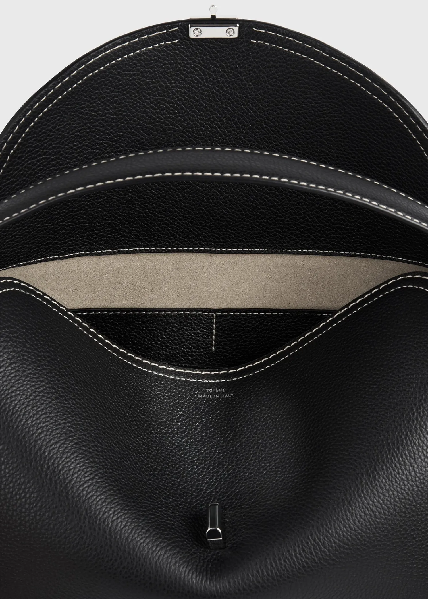 T-Lock grained-leather top handle black