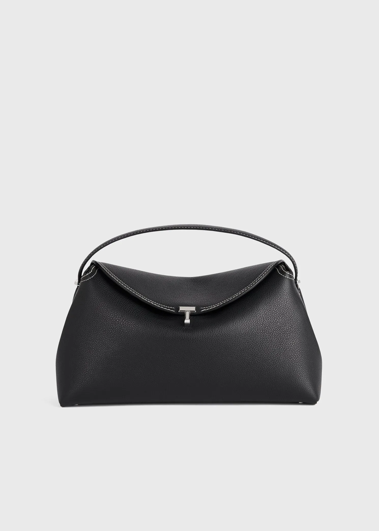 T-Lock grained-leather top handle black