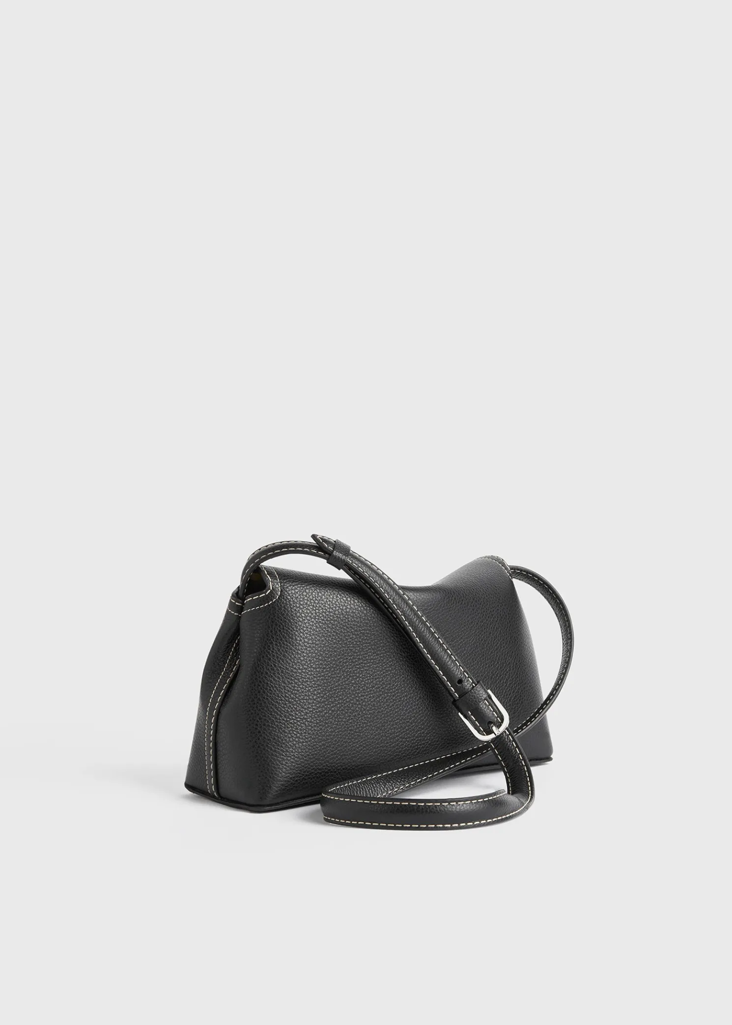 T-Lock grained-leather clutch black
