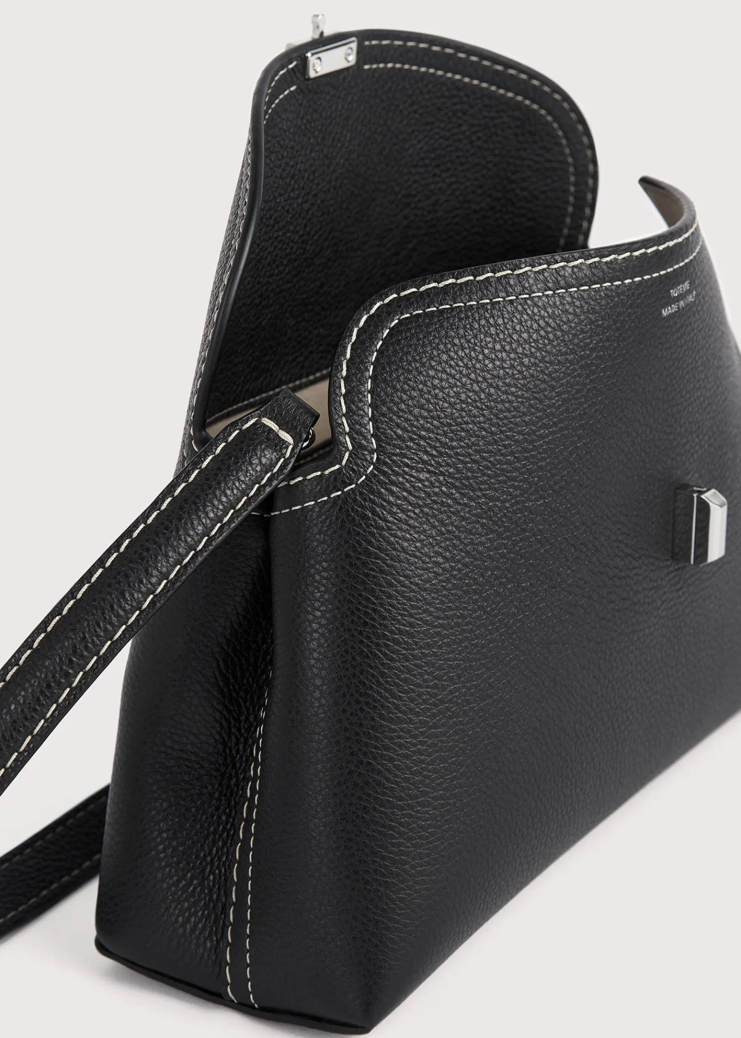 T-Lock grained-leather clutch black