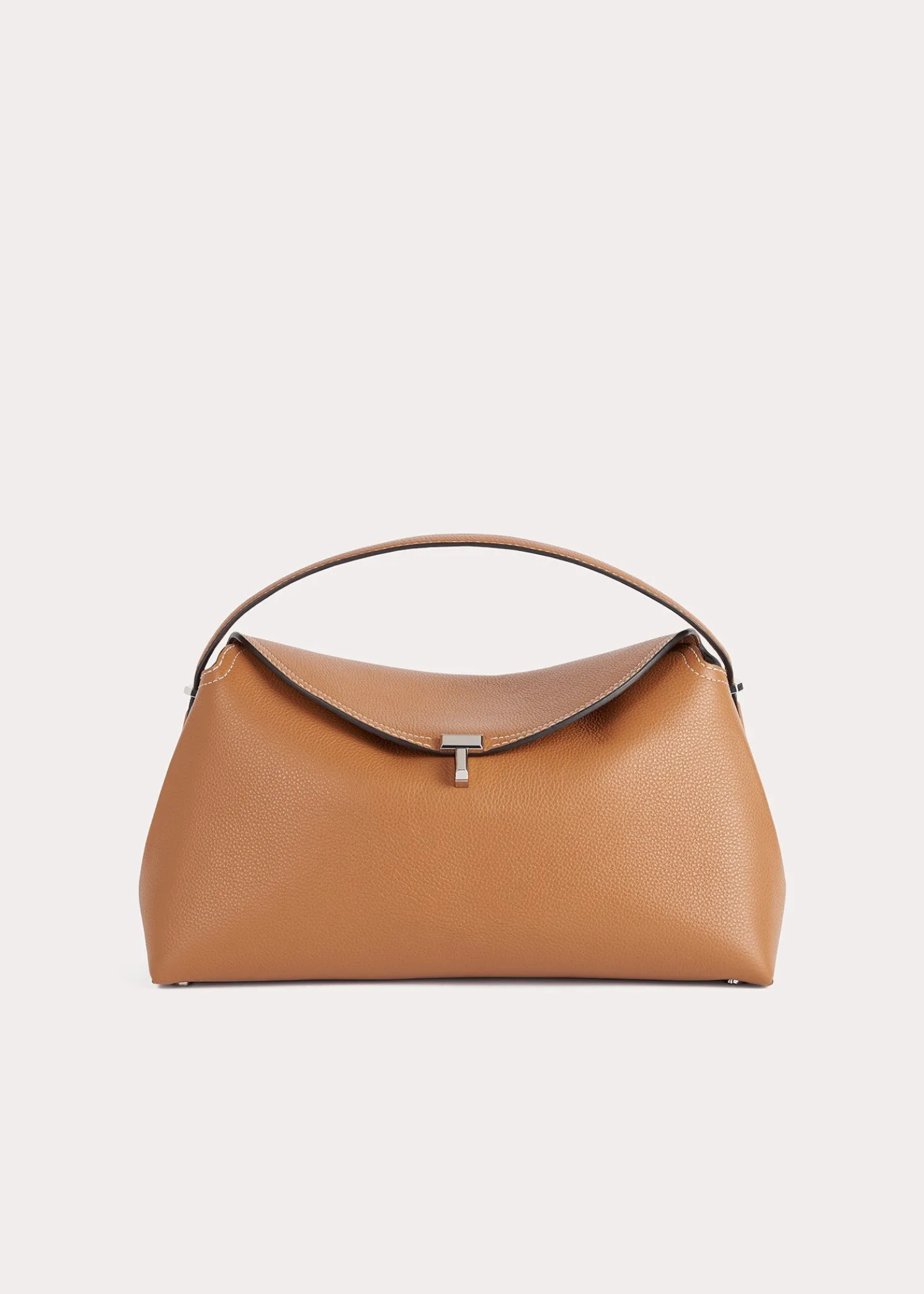 T-Lock grained-leather top handle tan