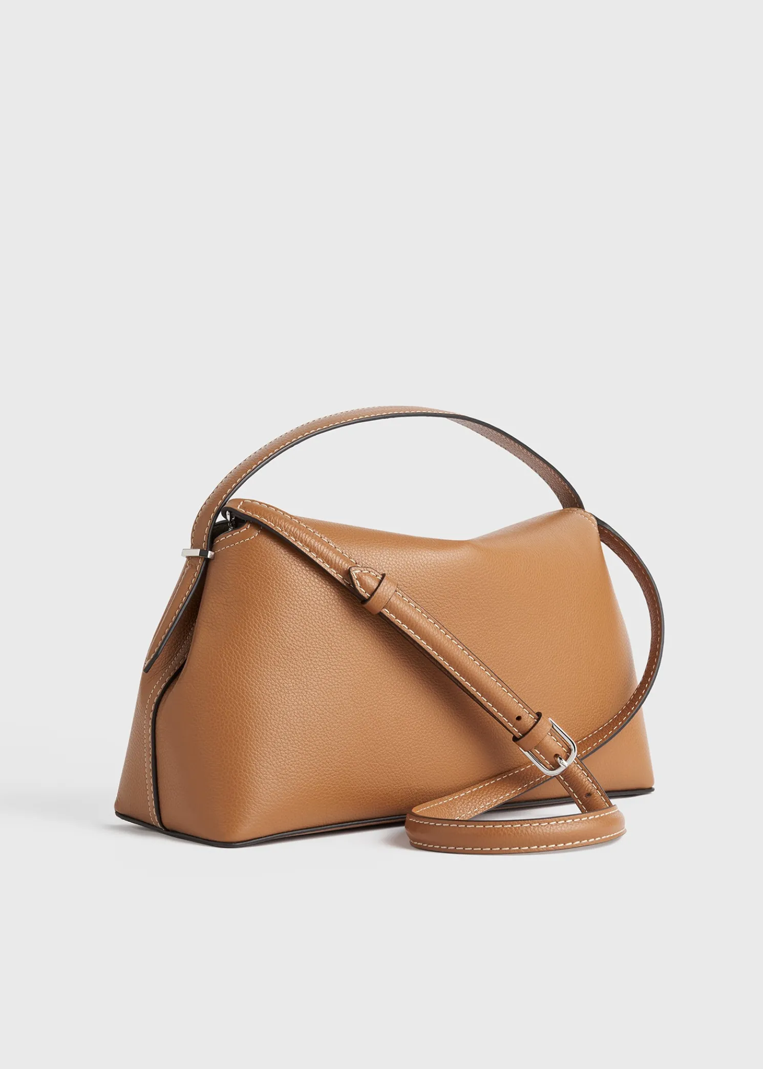 T-Lock grained-leather top handle tan