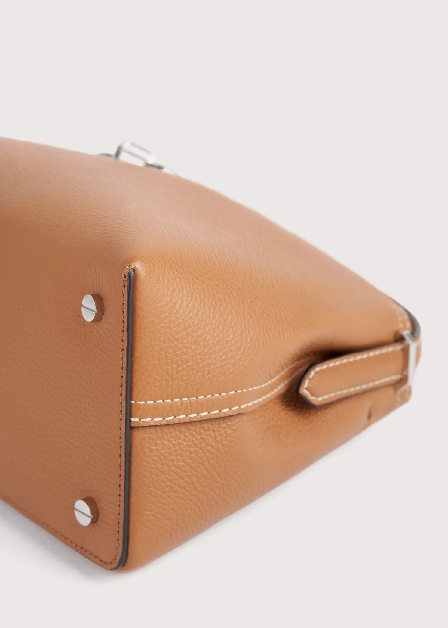 T-Lock grained-leather top handle tan