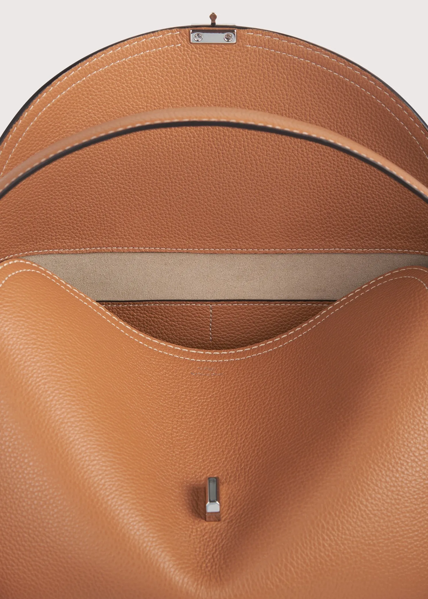 T-Lock grained-leather top handle tan