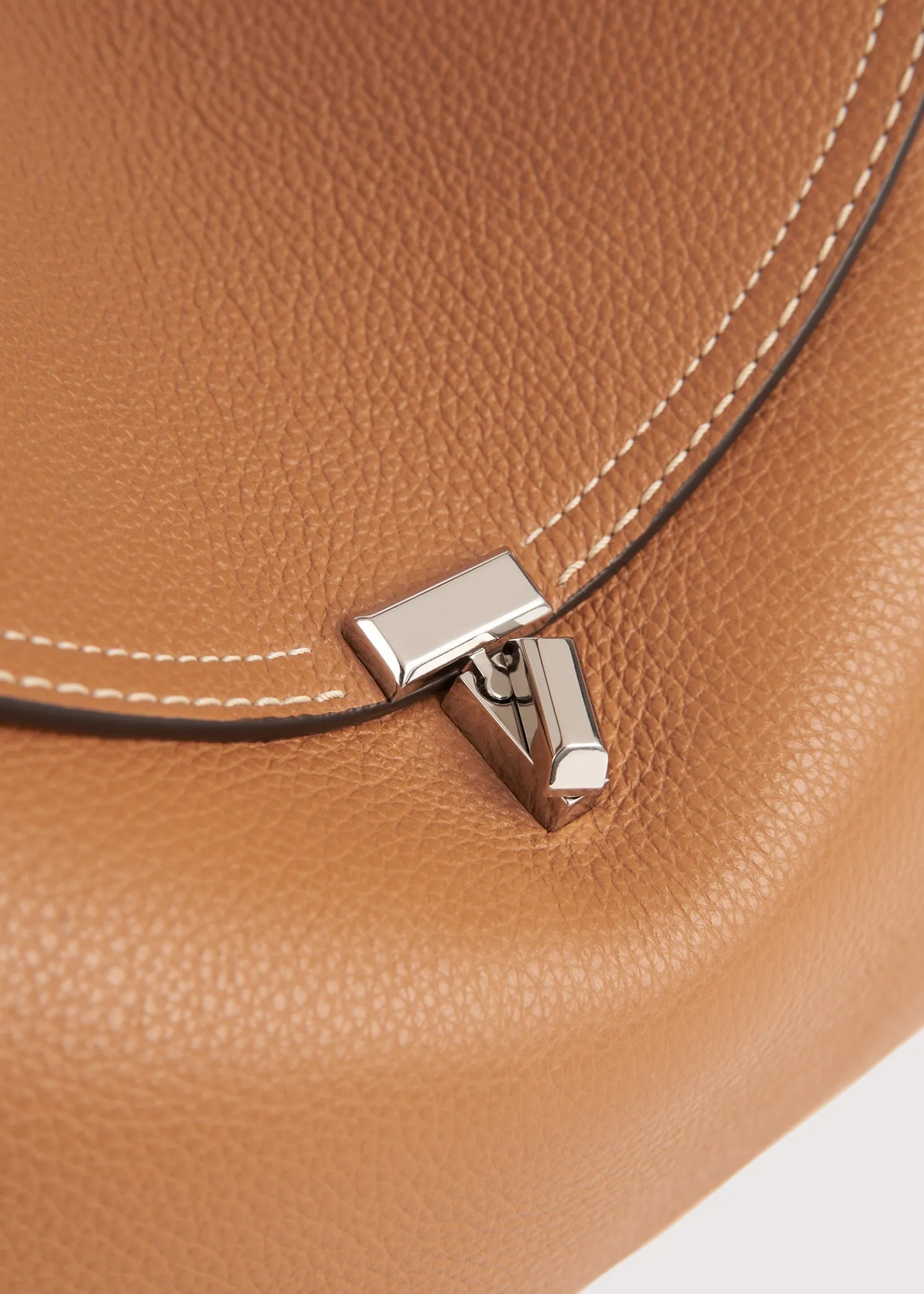 T-Lock grained-leather top handle tan