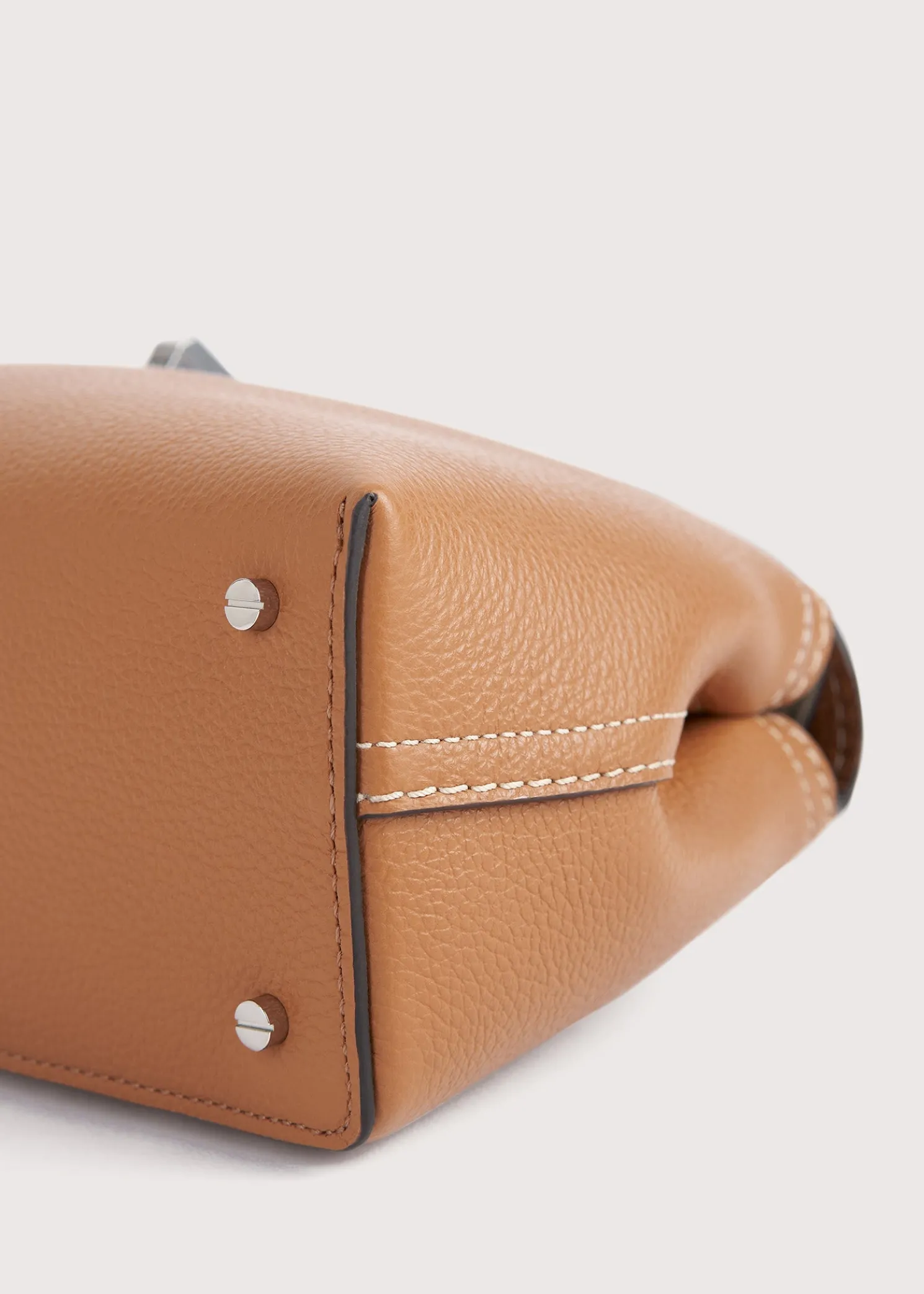 T-Lock grained-leather clutch tan