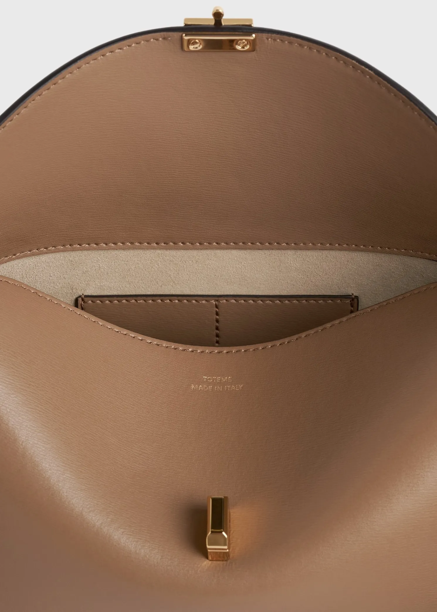 T-Lock leather clutch camel