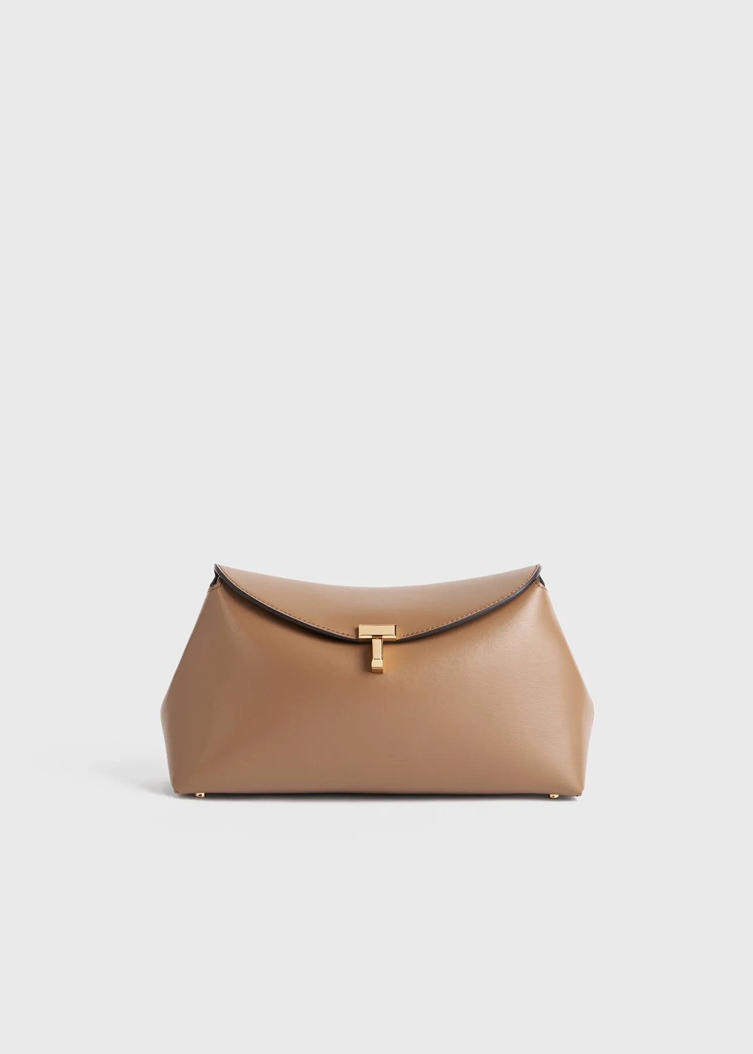 T-Lock leather clutch camel