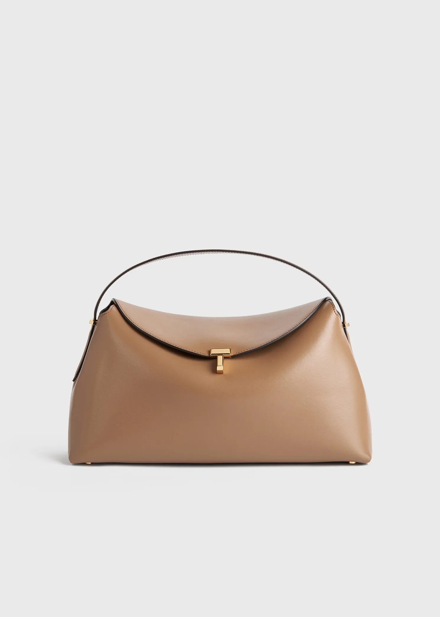 T-Lock leather top handle camel