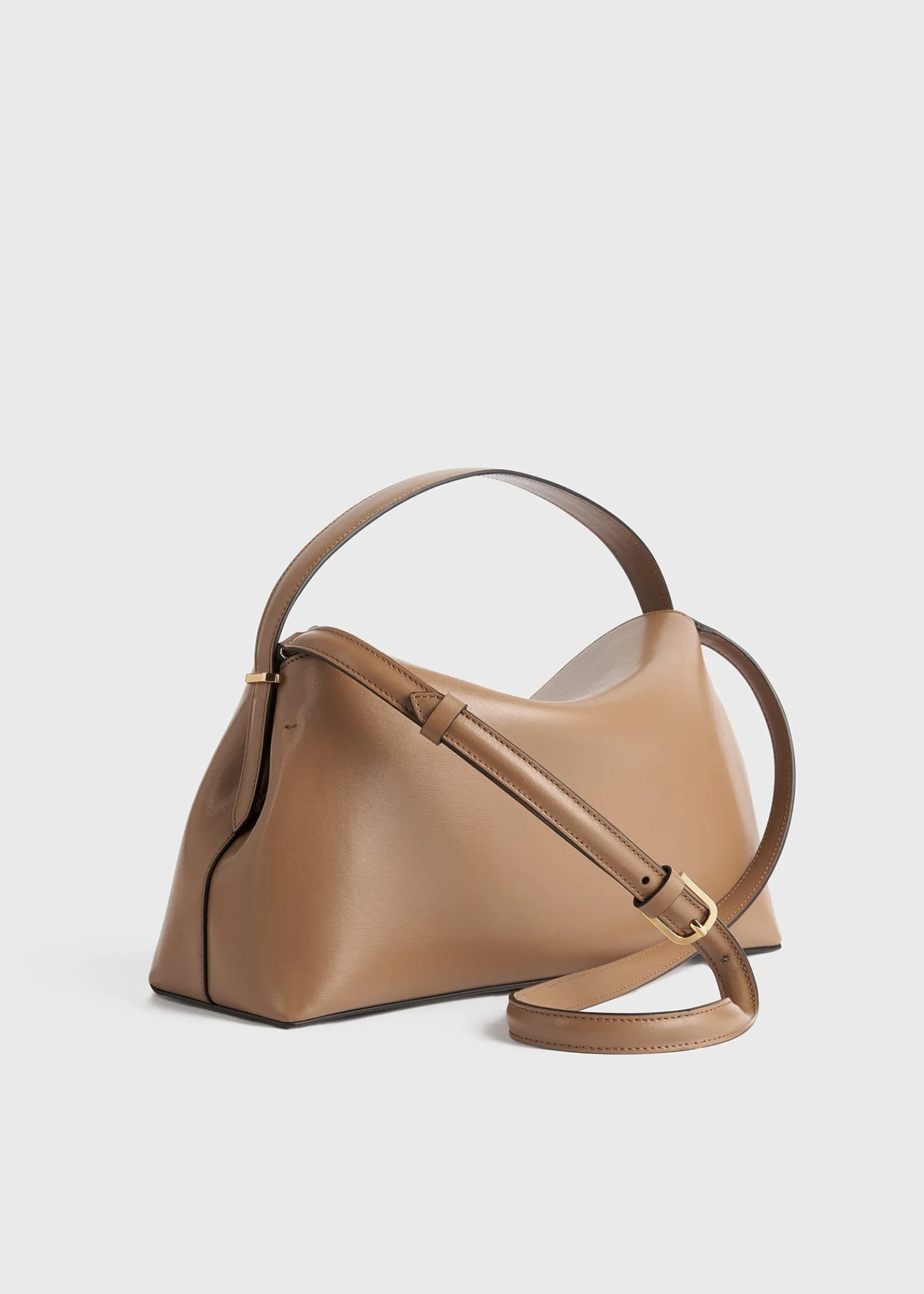 T-Lock leather top handle camel