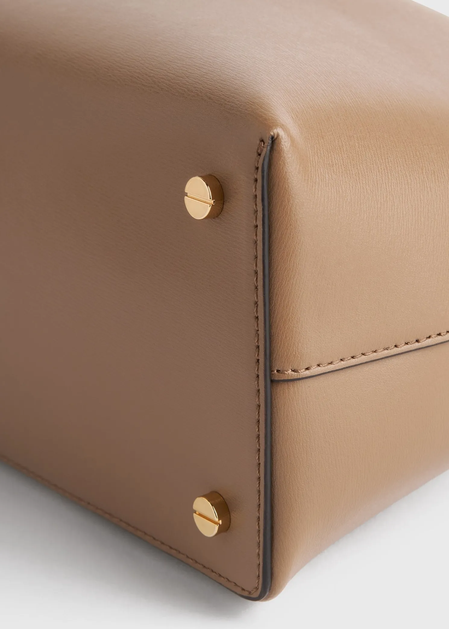 T-Lock leather top handle camel