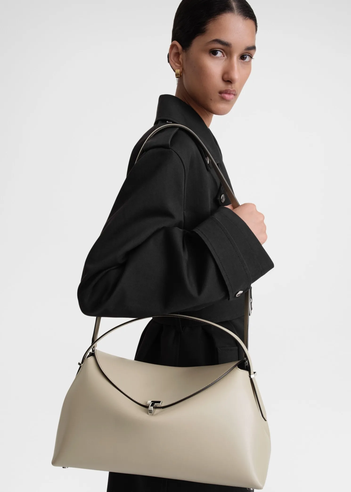 T-Lock leather top handle fawn