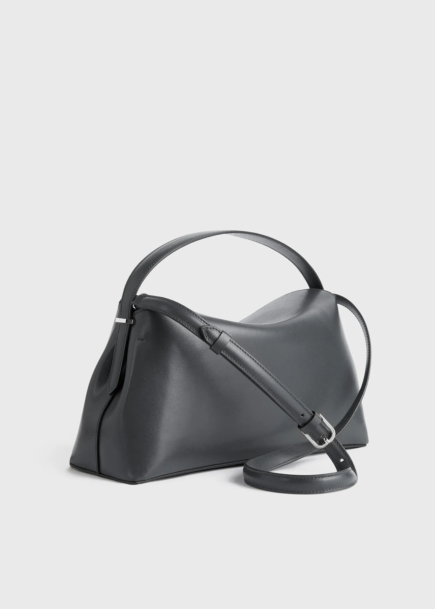 T-Lock leather top handle shark grey