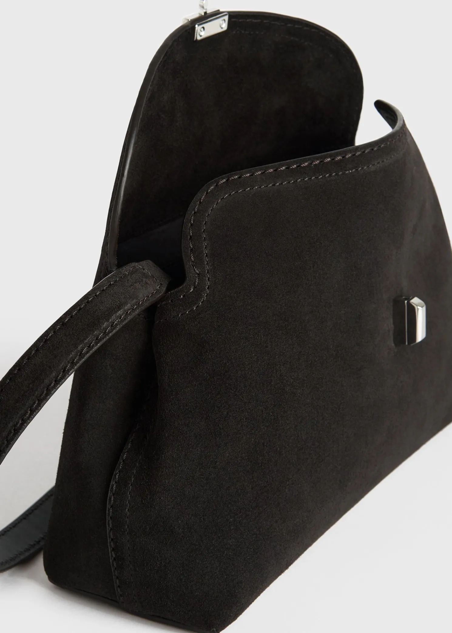 T-Lock suede clutch espresso