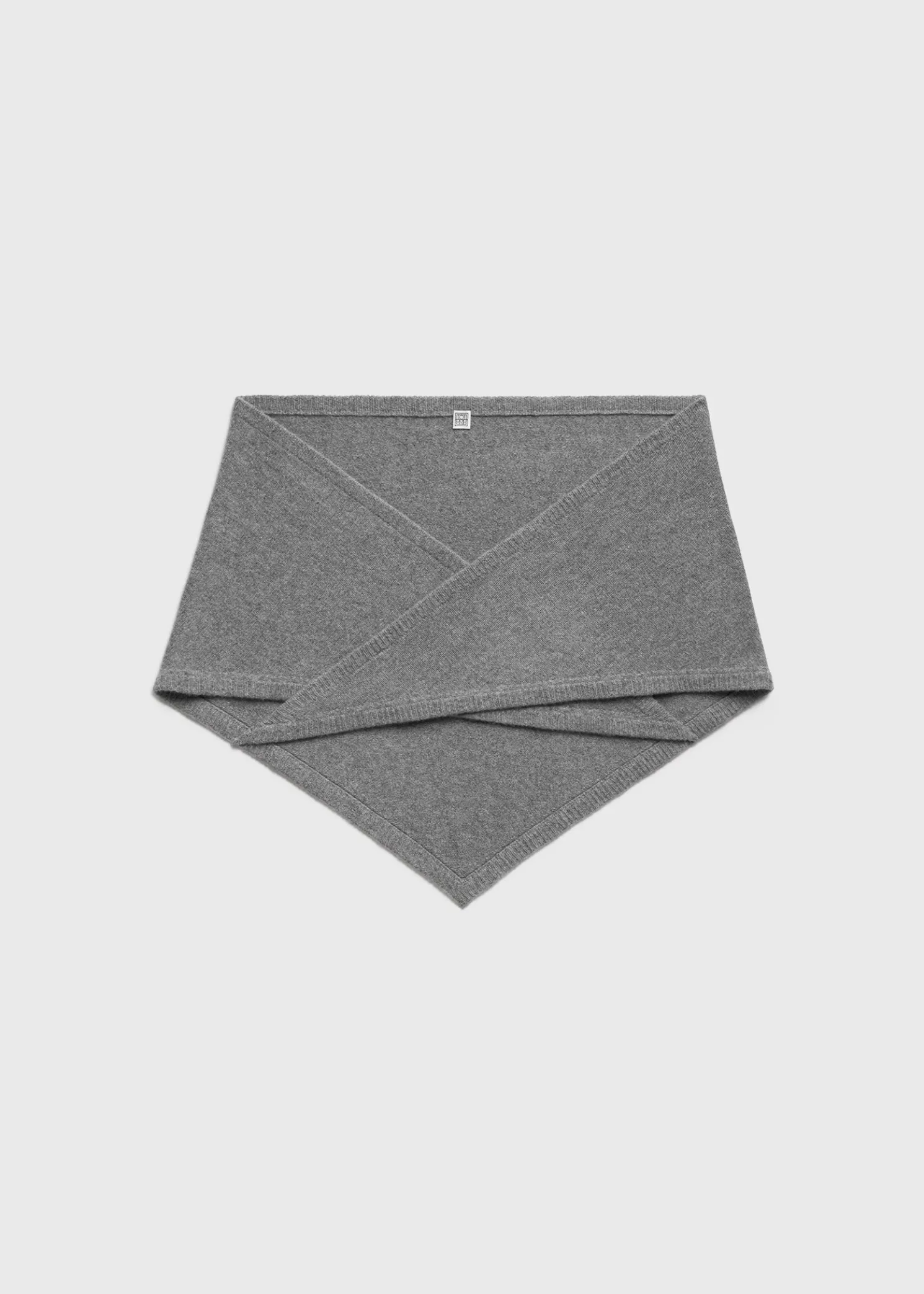 Triangle wool cashmere scarf grey melange