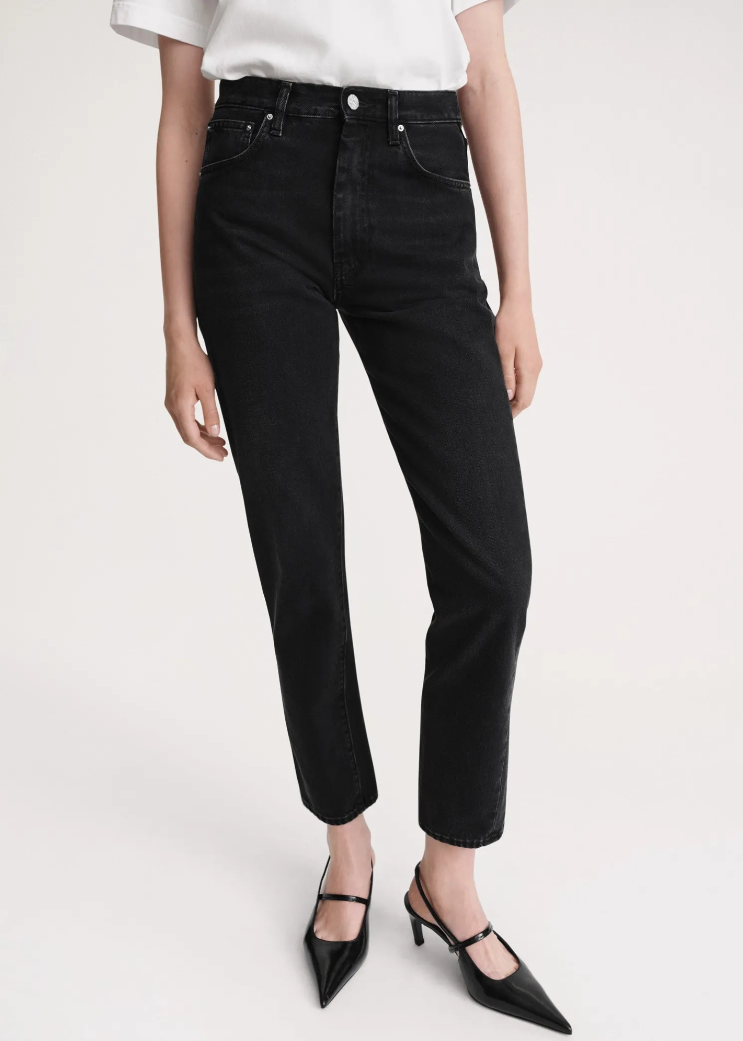 Twisted seam denim faded black