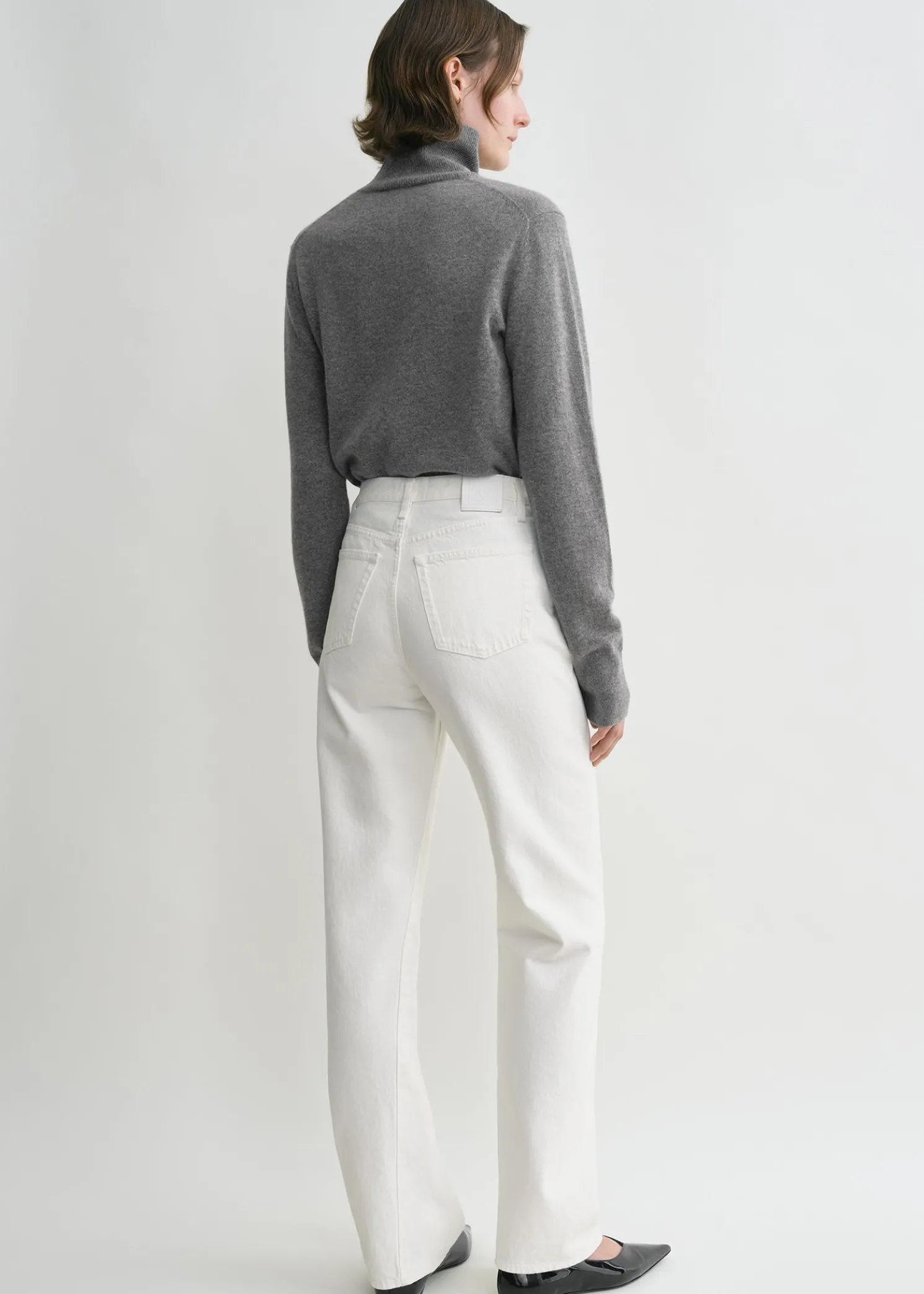 Twisted seam denim full length off-white