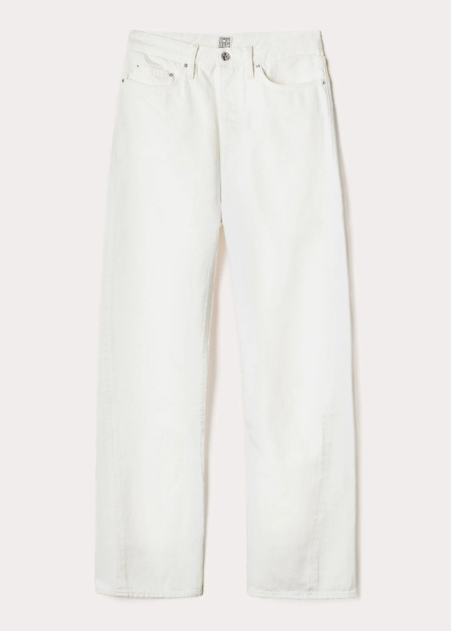Twisted seam denim full length off-white