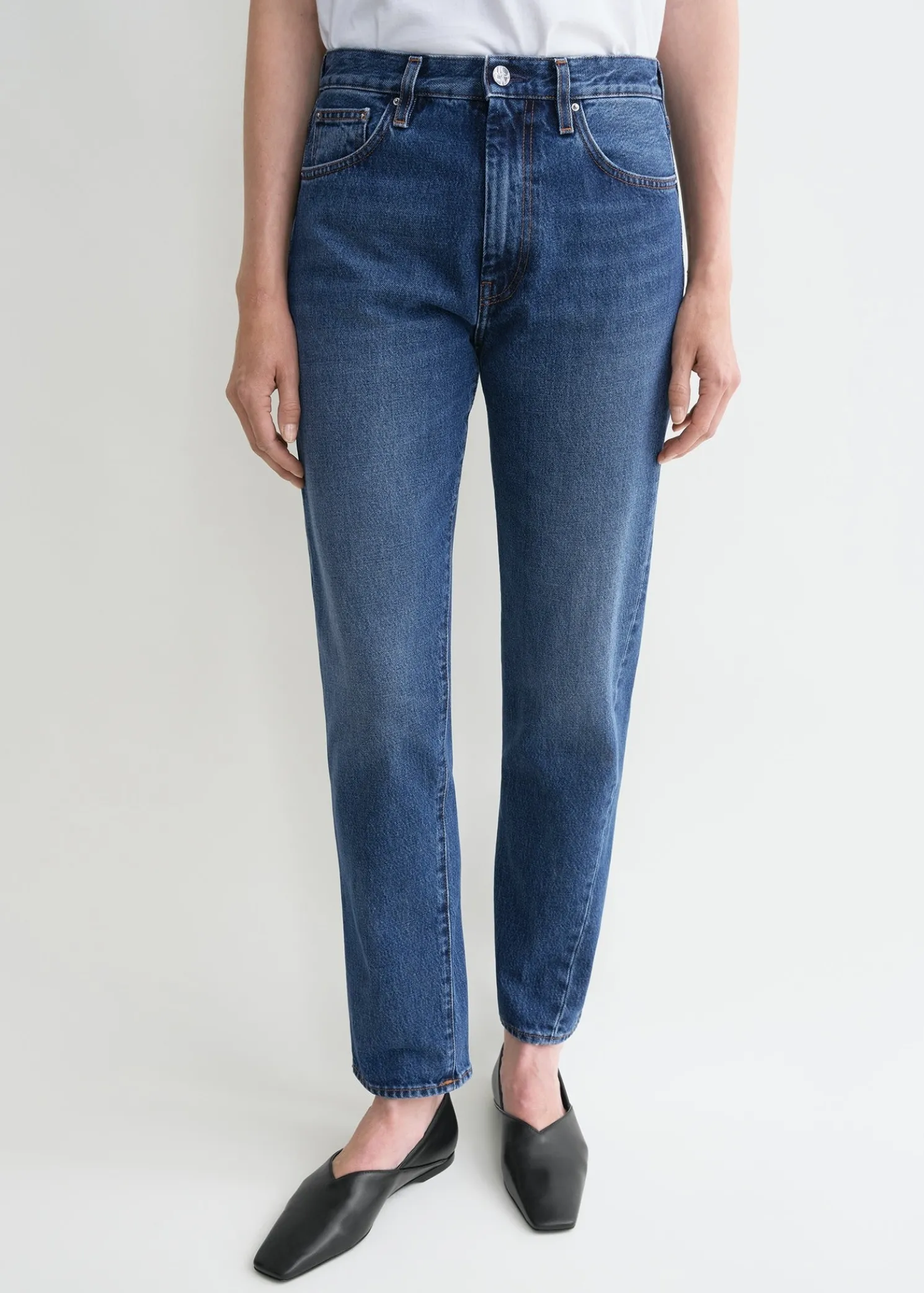 Twisted seam denim washed blue