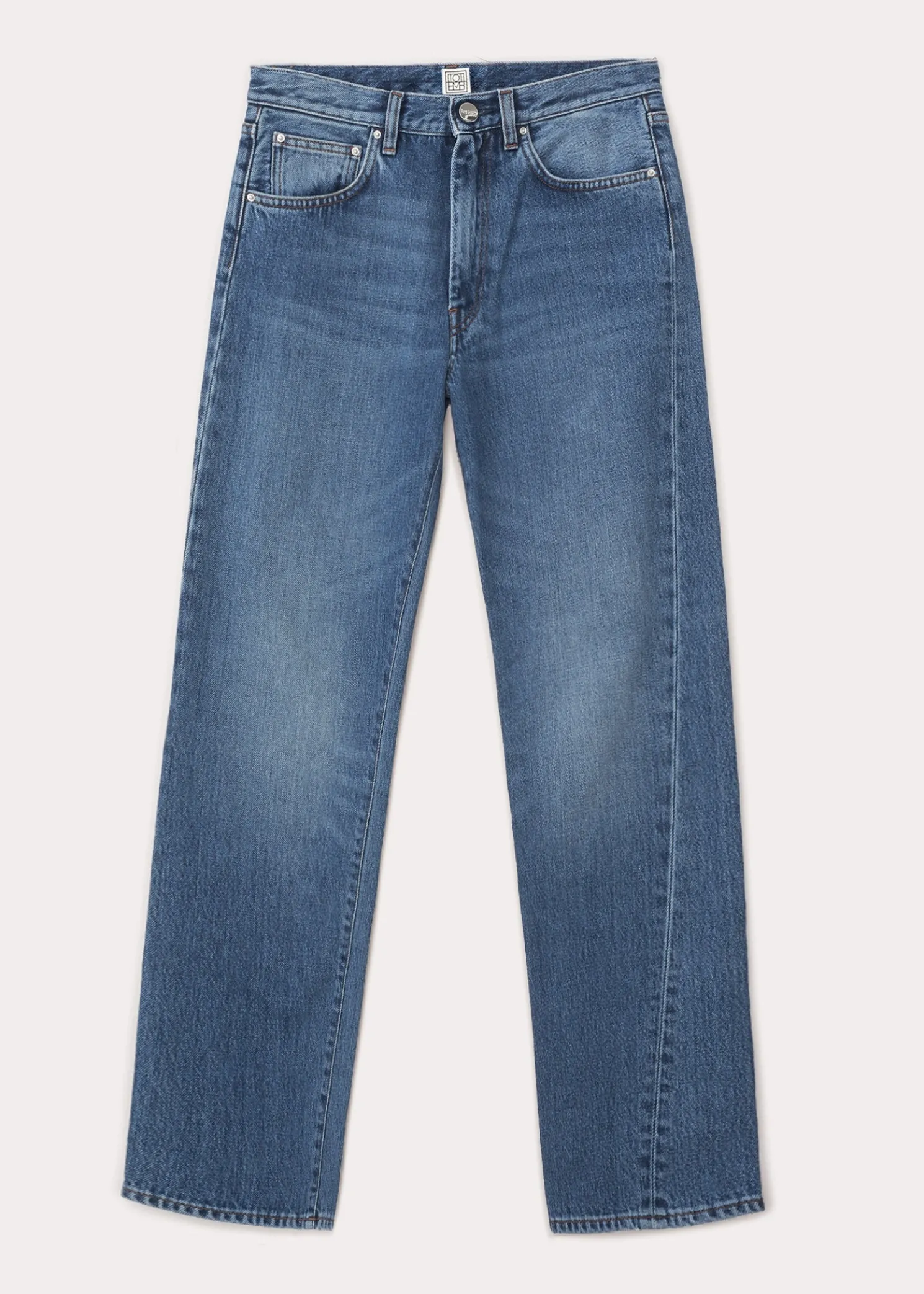 Twisted seam denim washed blue