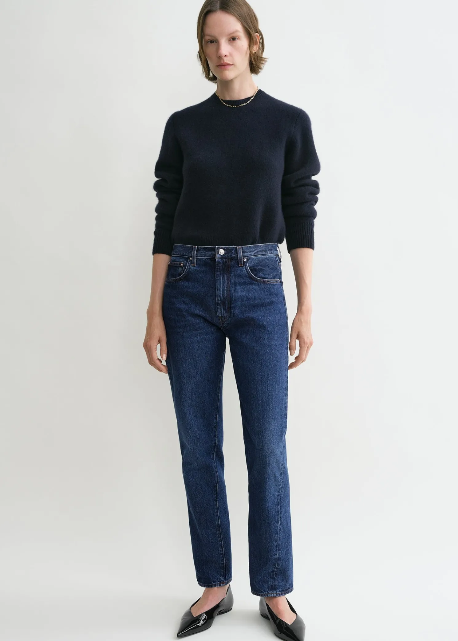 Twisted seam denim dark blue