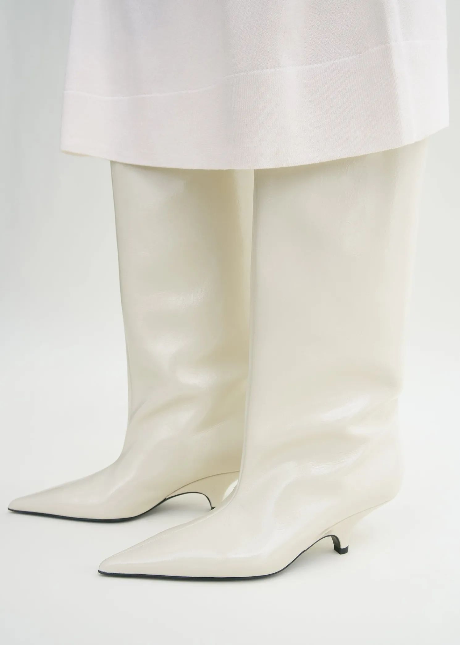 Wedge-heel Naplack boots bleached sand