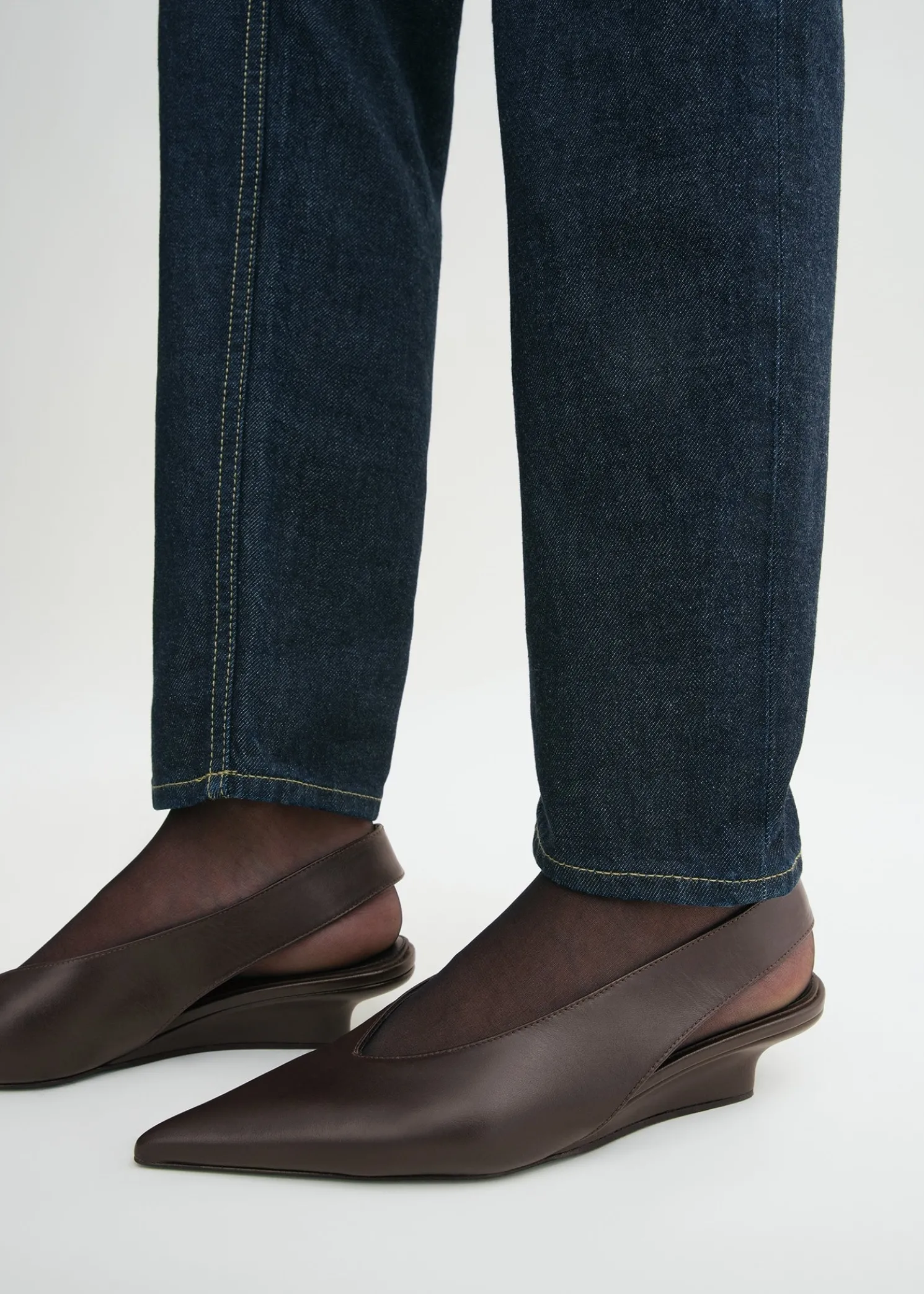 Wedge-heel Nappa slingbacks bark