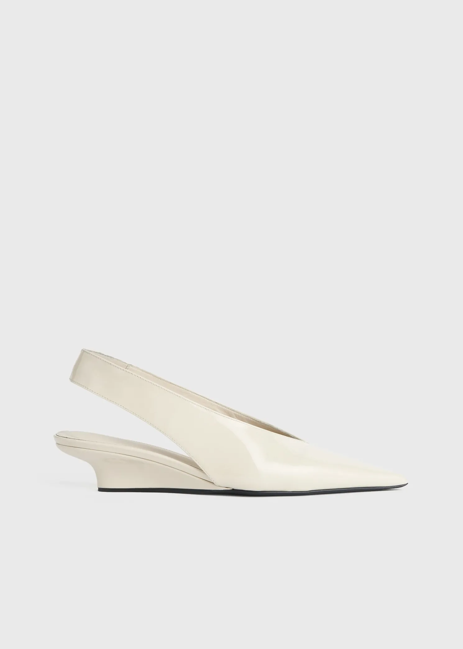 Wedge-heel patent slingbacks