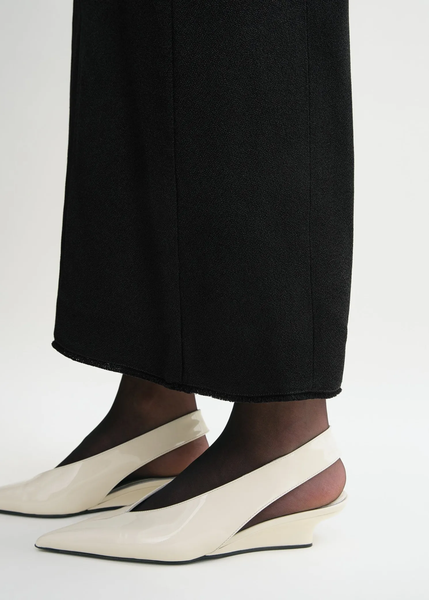 Wedge-heel patent slingbacks