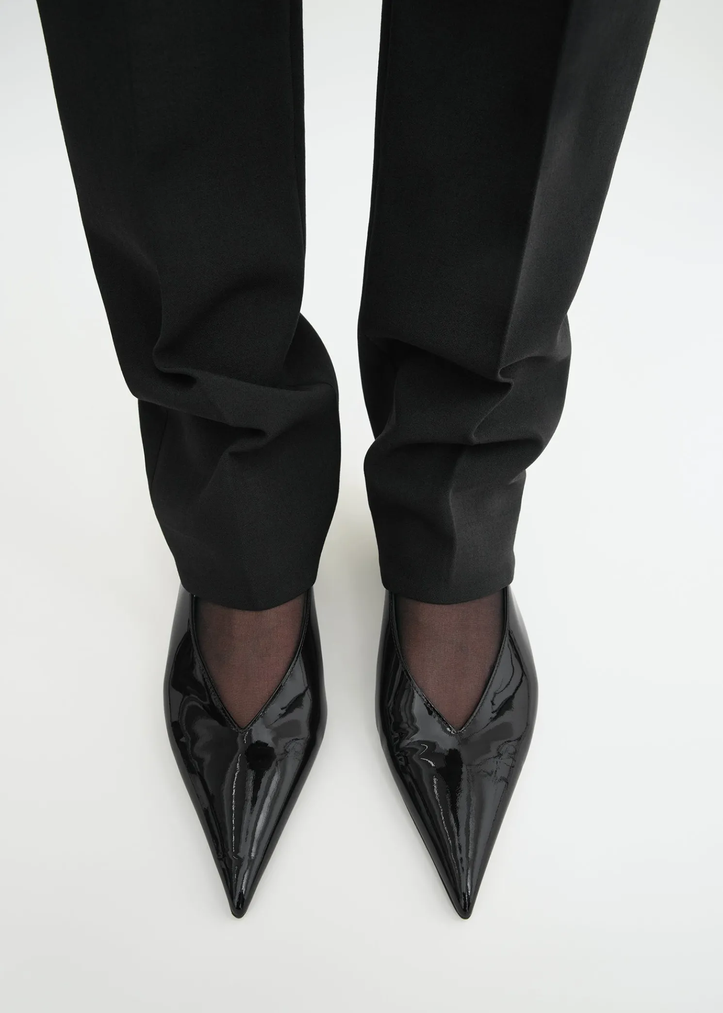 Wedge-heel patent slingbacks black