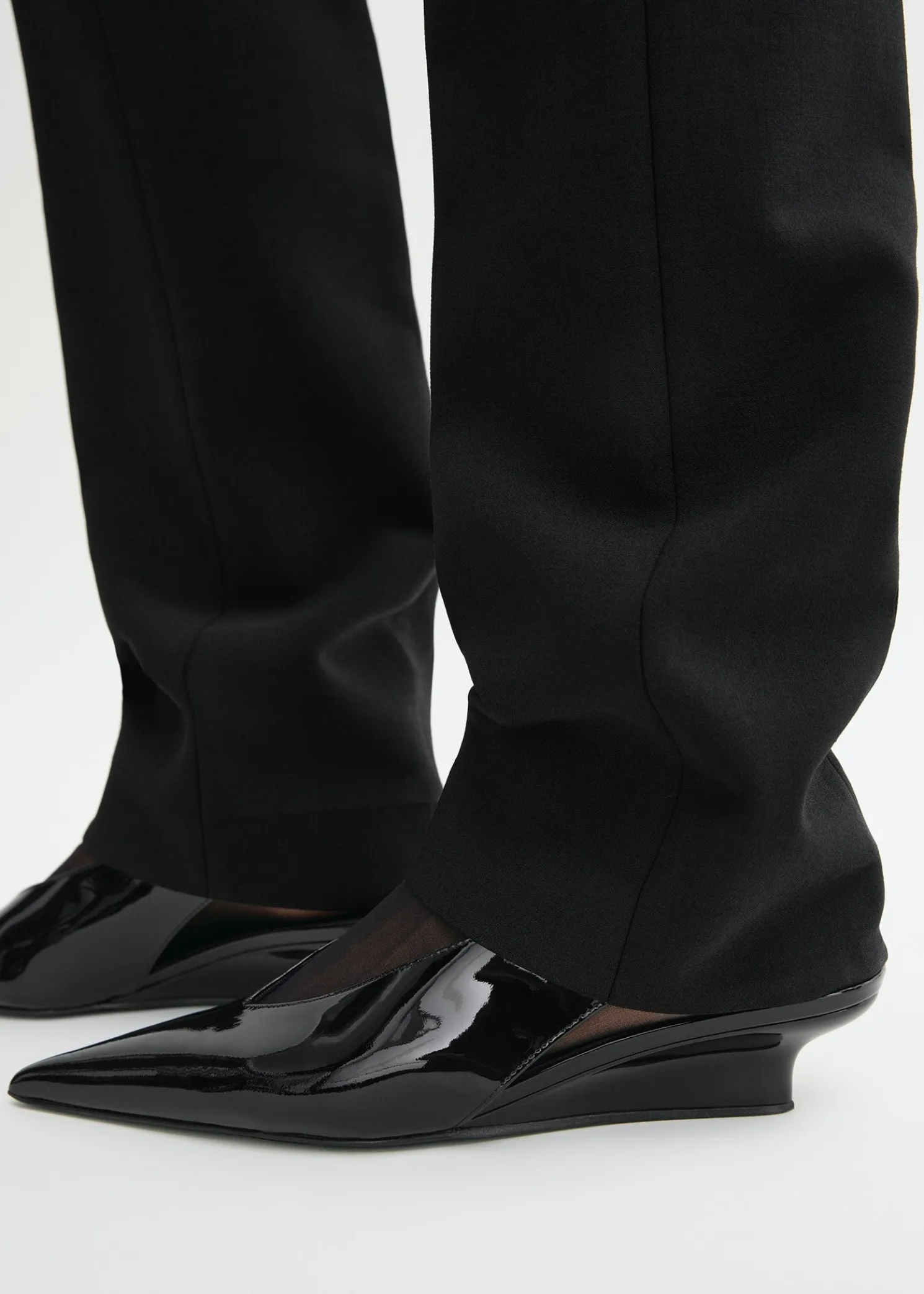 Wedge-heel patent slingbacks black