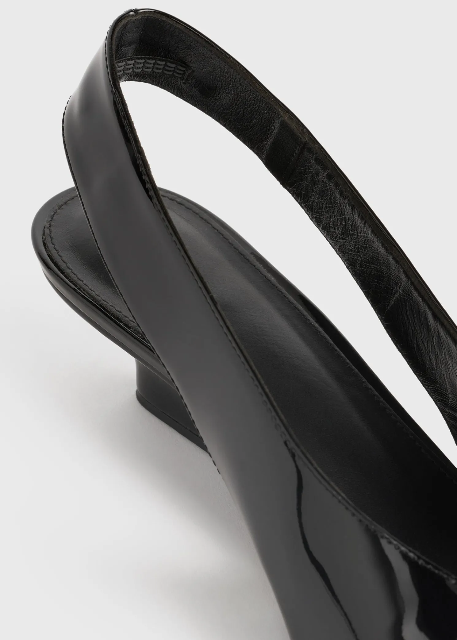 Wedge-heel patent slingbacks black
