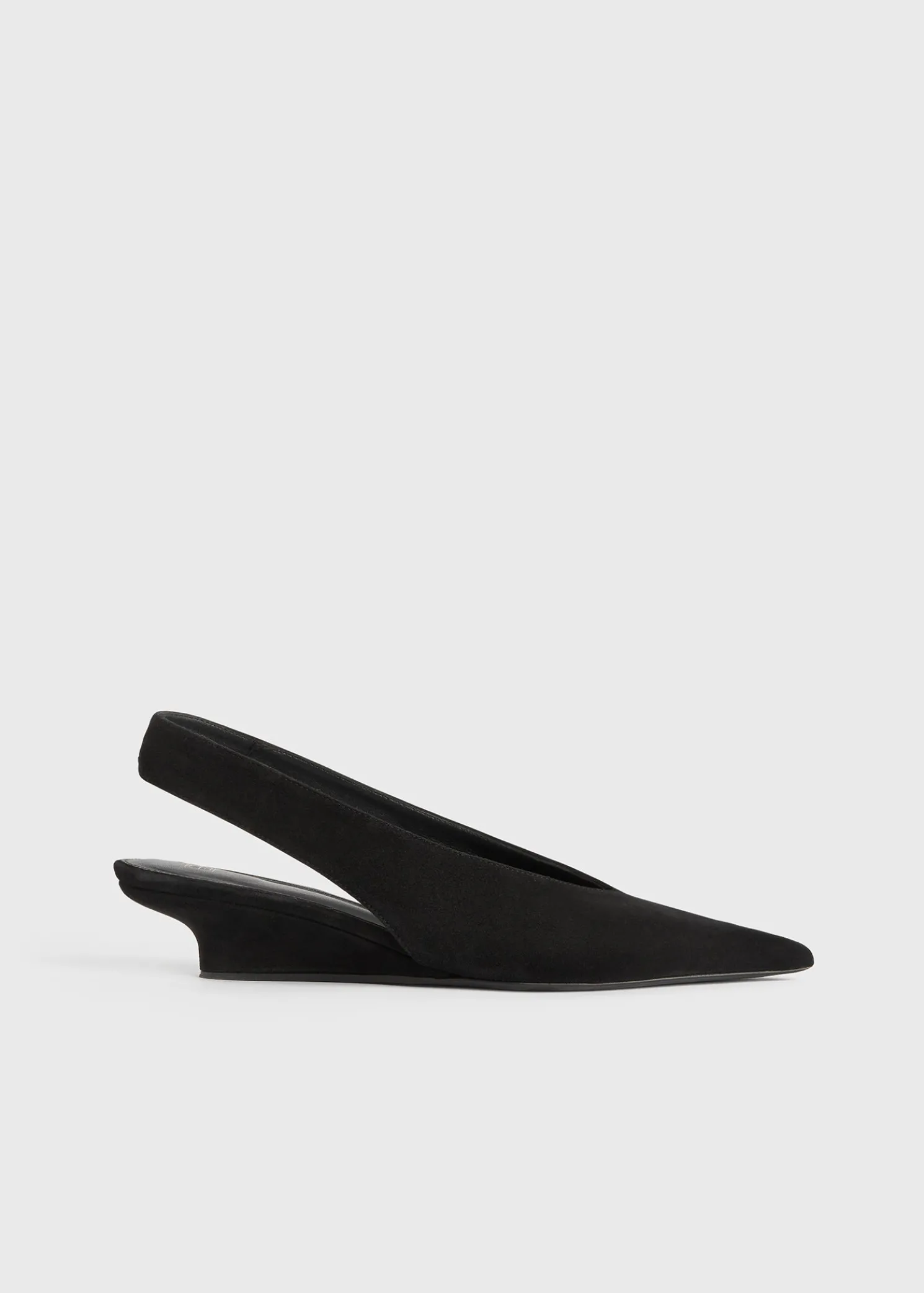 Wedge-heel suede slingbacks black