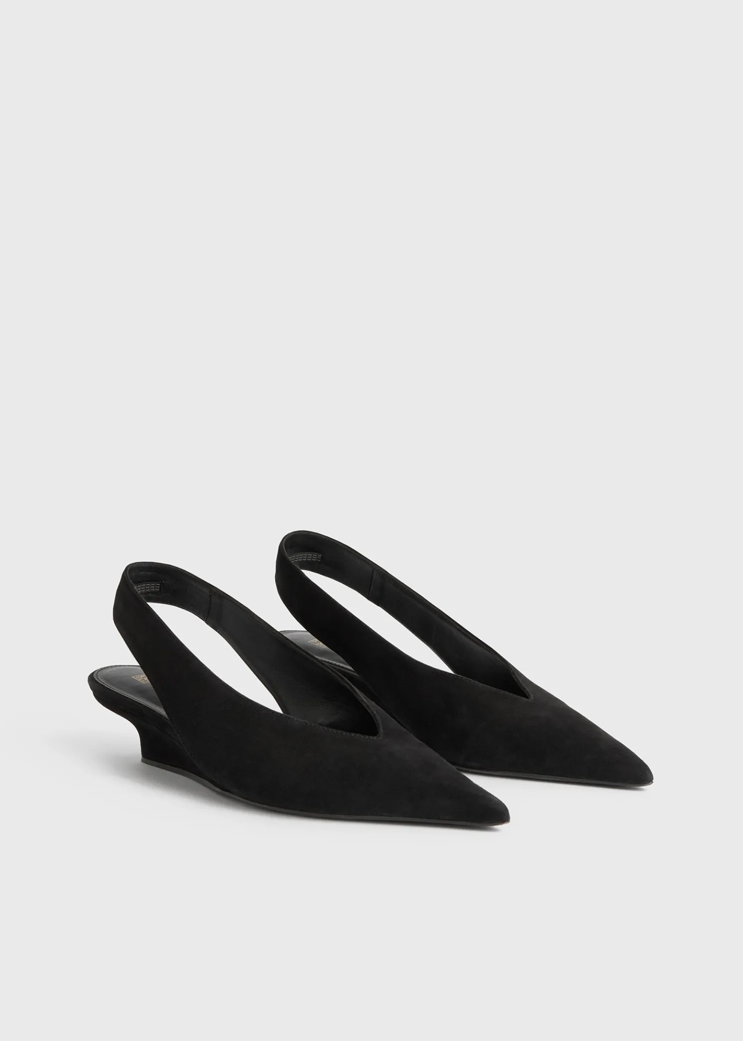 Wedge-heel suede slingbacks black