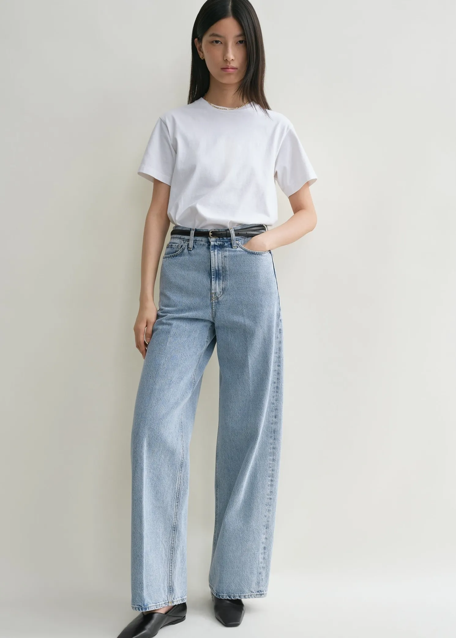 Wide leg denim cool blue