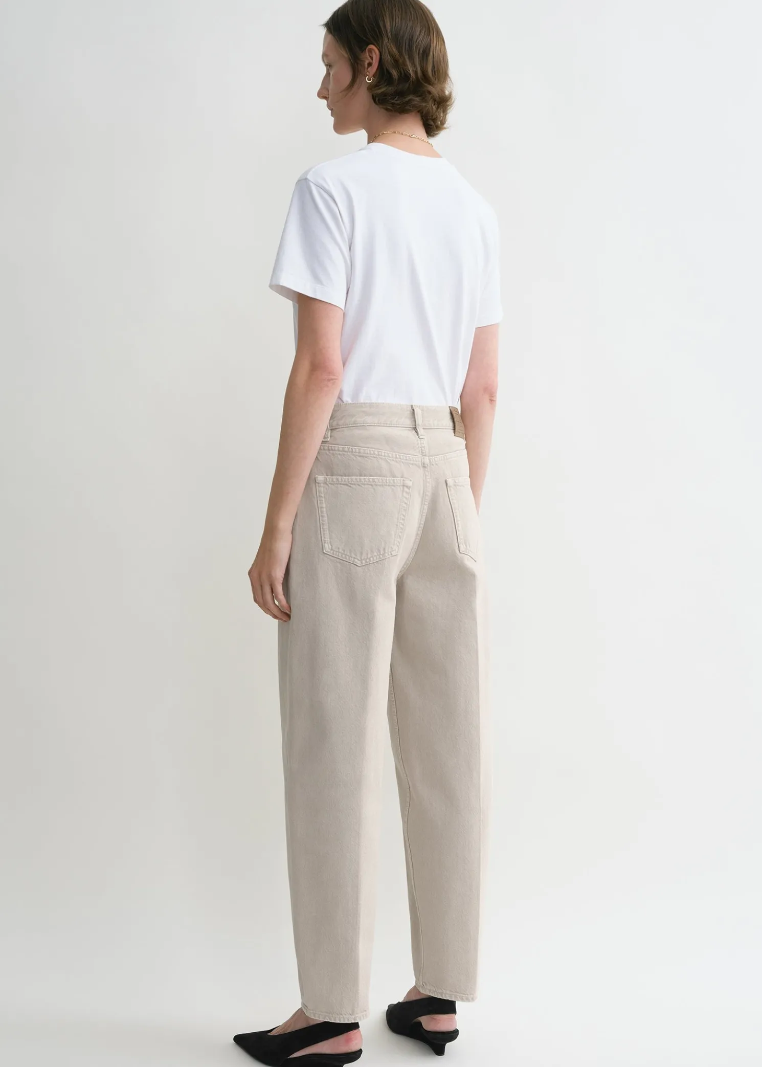 Wide tapered leg denim smoke grey