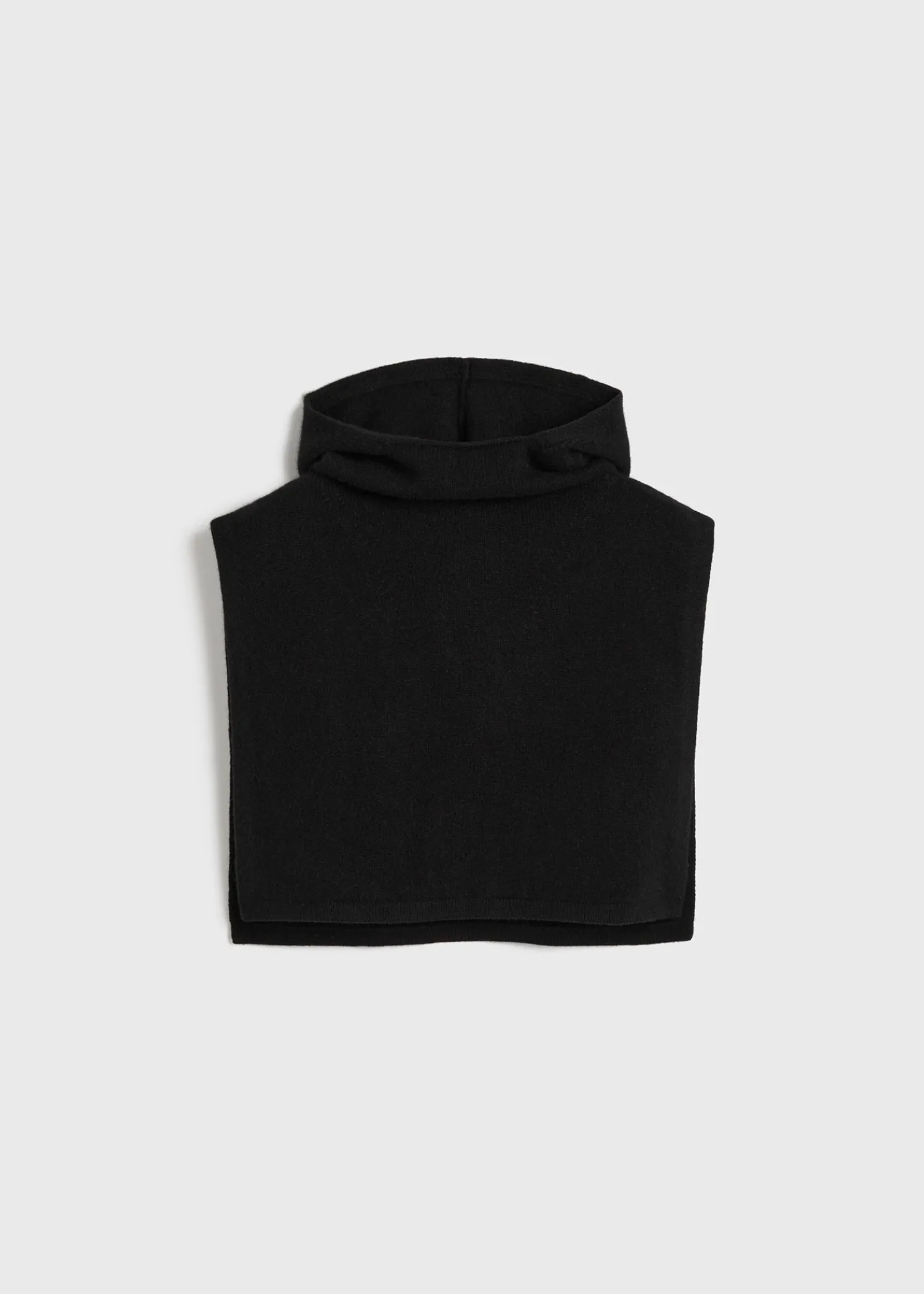 Wool cashmere hoodie bib black