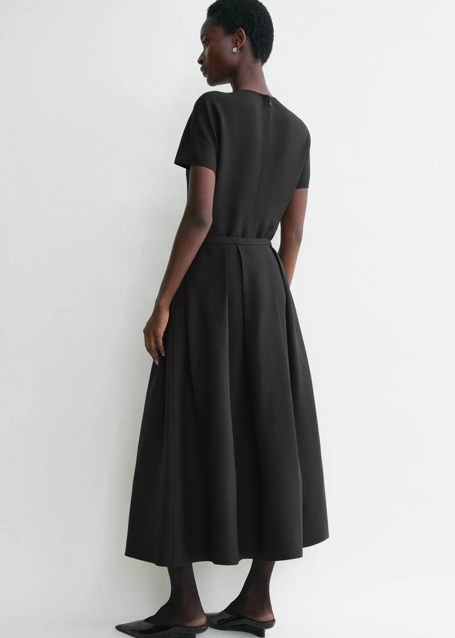 Wool silk twinflower skirt black