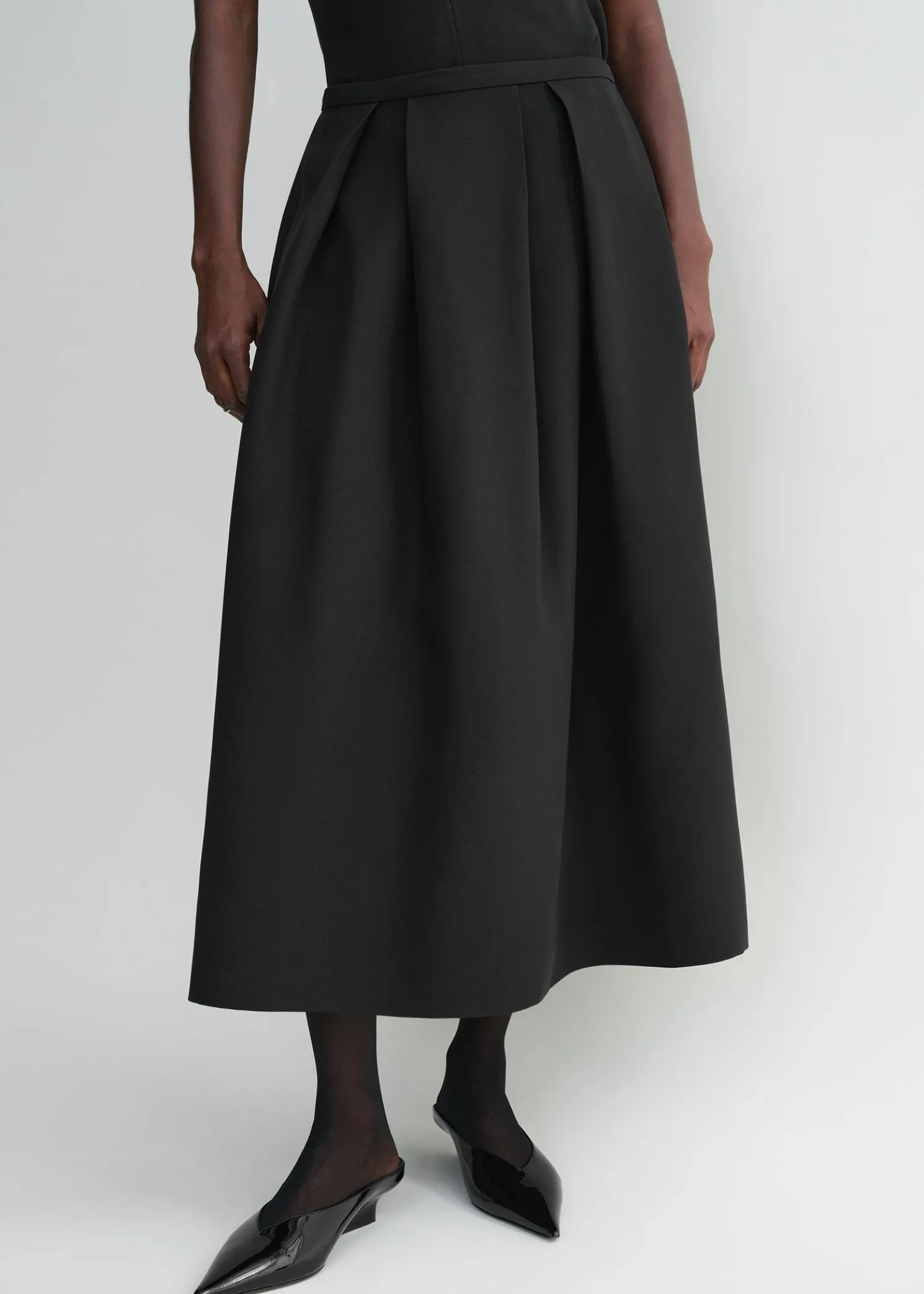 Wool silk twinflower skirt black