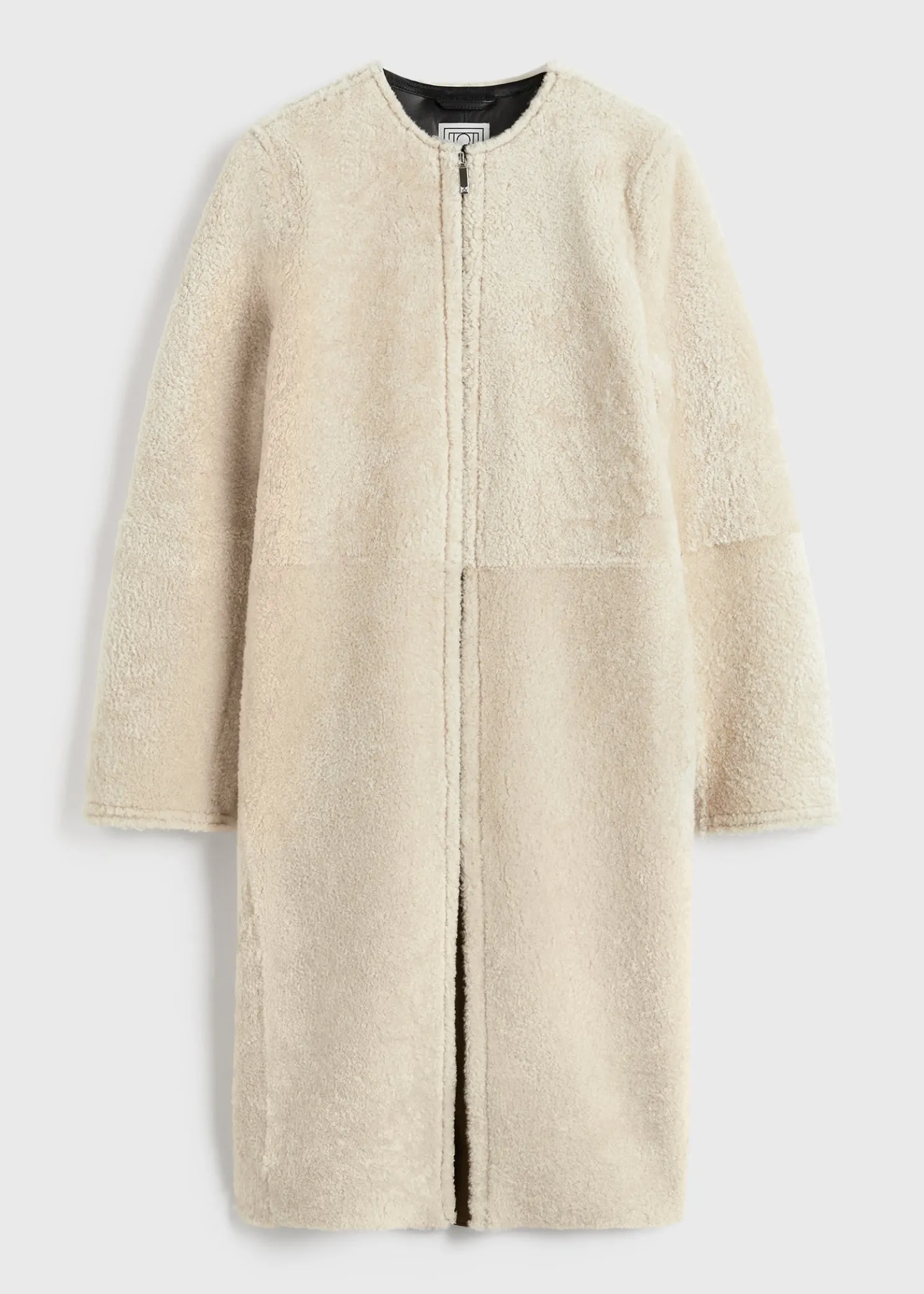 Zipped teddy shearling coat cream
